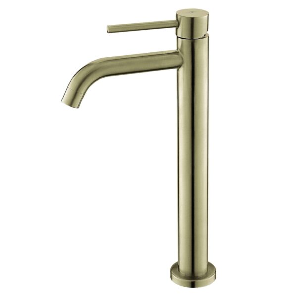 Grifo Lavabo Plenum Caño Alto Oro Cepillado
